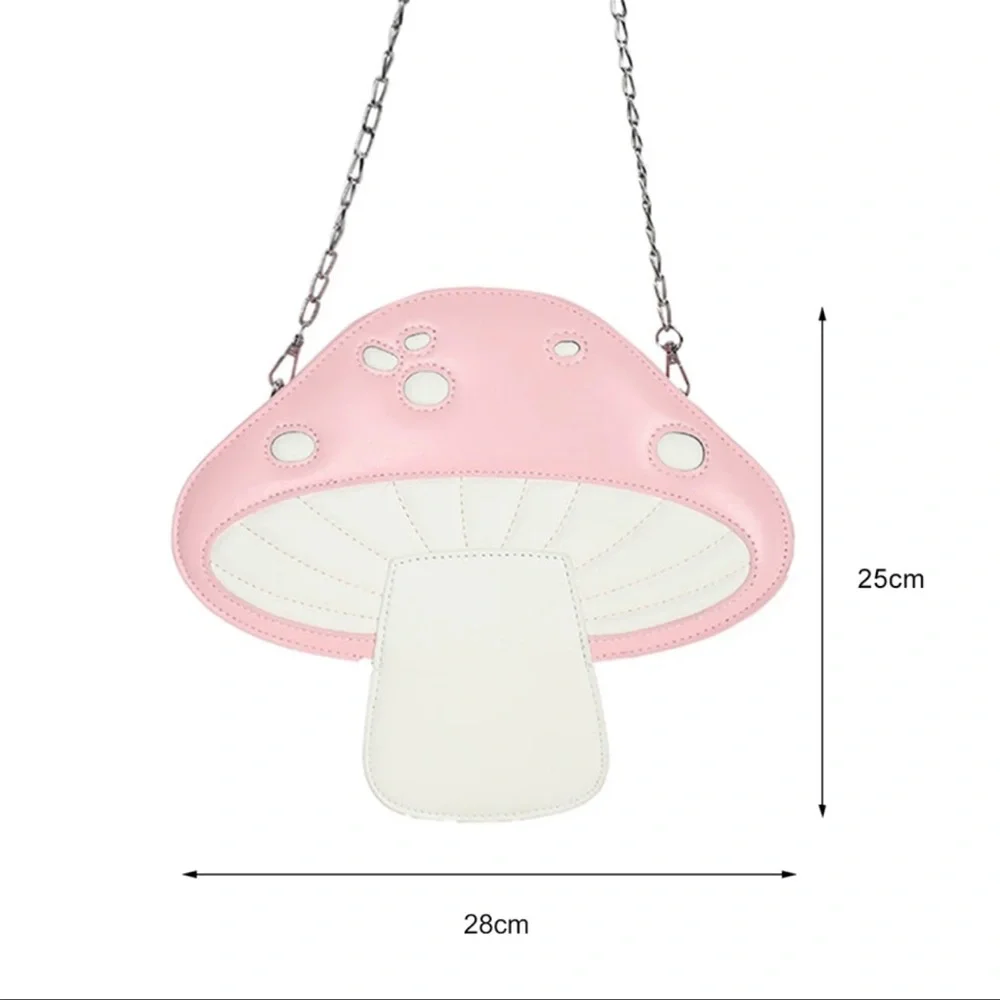 New Faux Leather Whimsical Green Mushroom Crossbody Purse With Detachable Chain - Picture 4 of 4